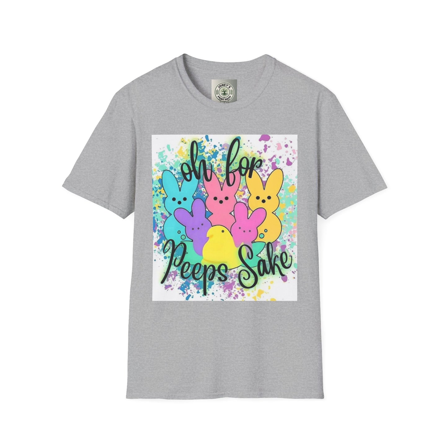 Colorful Easter Bunny T-Shirt - "Oh For Peeps Sake" - Unisex Softstyle Tee