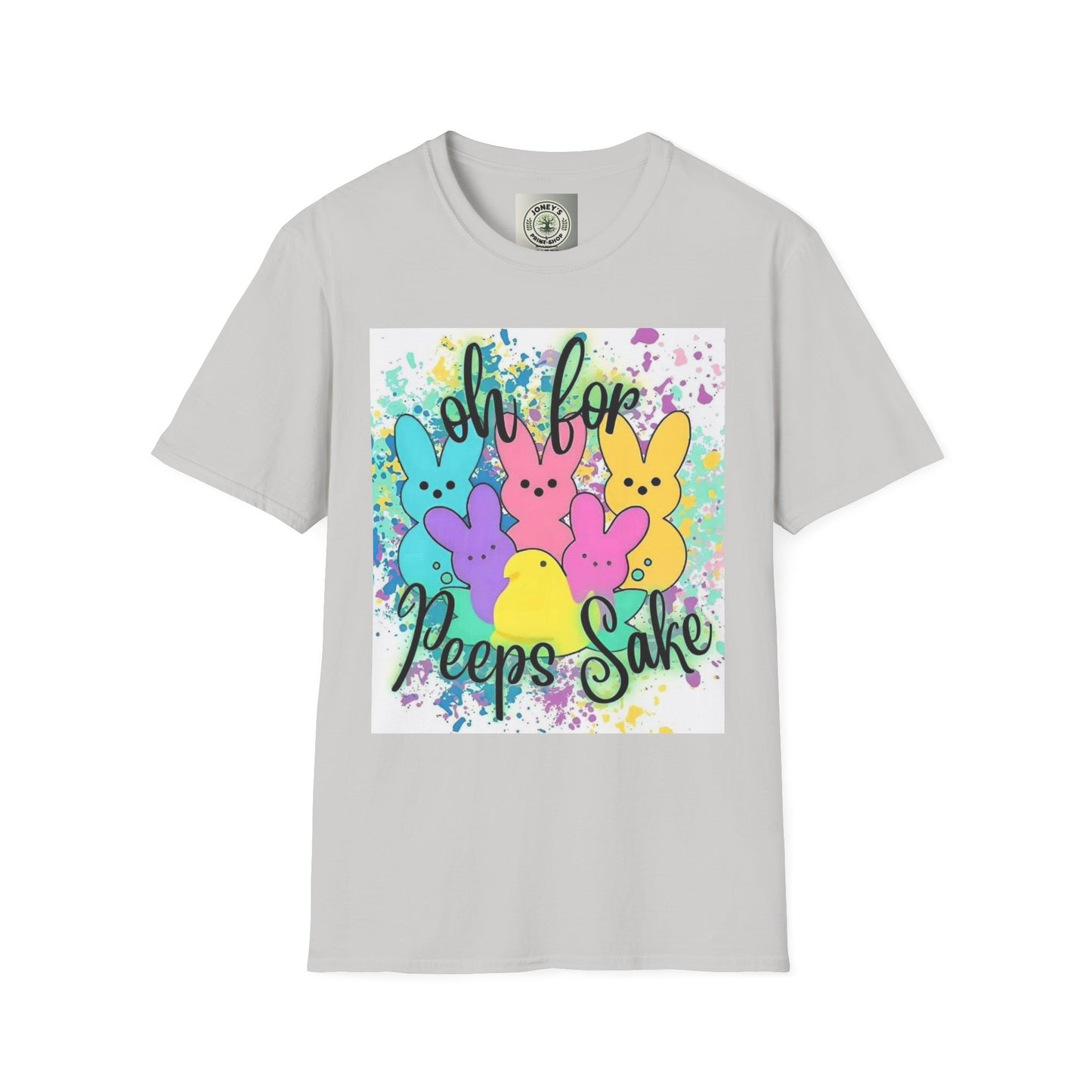 Colorful Easter Bunny T-Shirt - "Oh For Peeps Sake" - Unisex Softstyle Tee