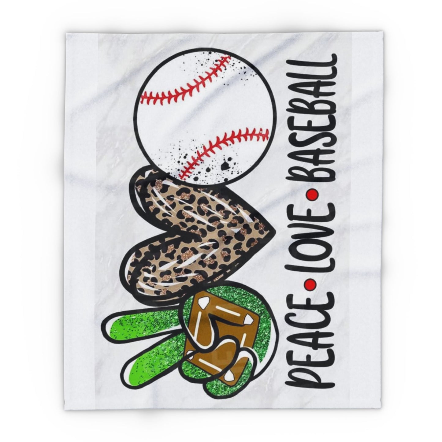 Peace, Love, Baseball Fleece Blanket - Cozy Sports Throw for Baseball Lovers