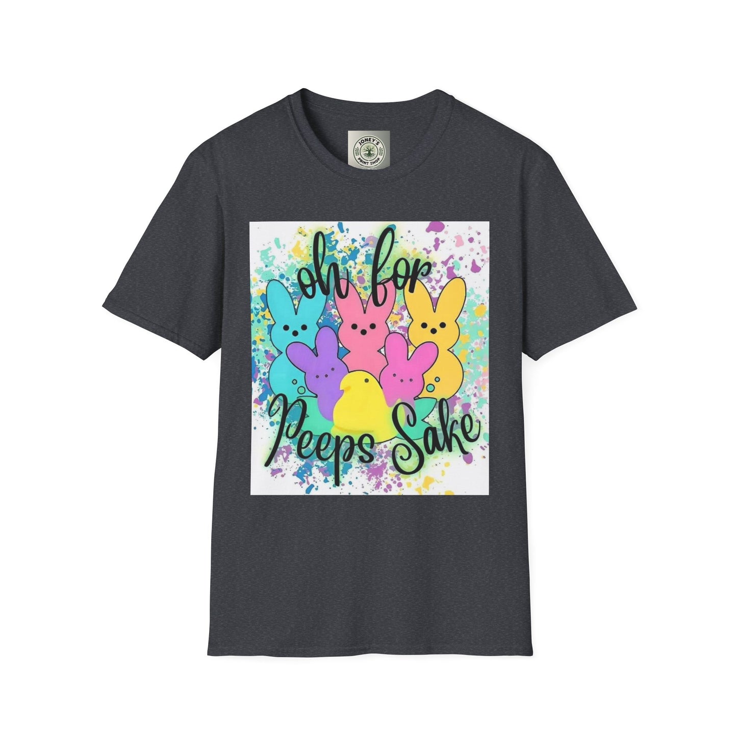 Colorful Easter Bunny T-Shirt - "Oh For Peeps Sake" - Unisex Softstyle Tee