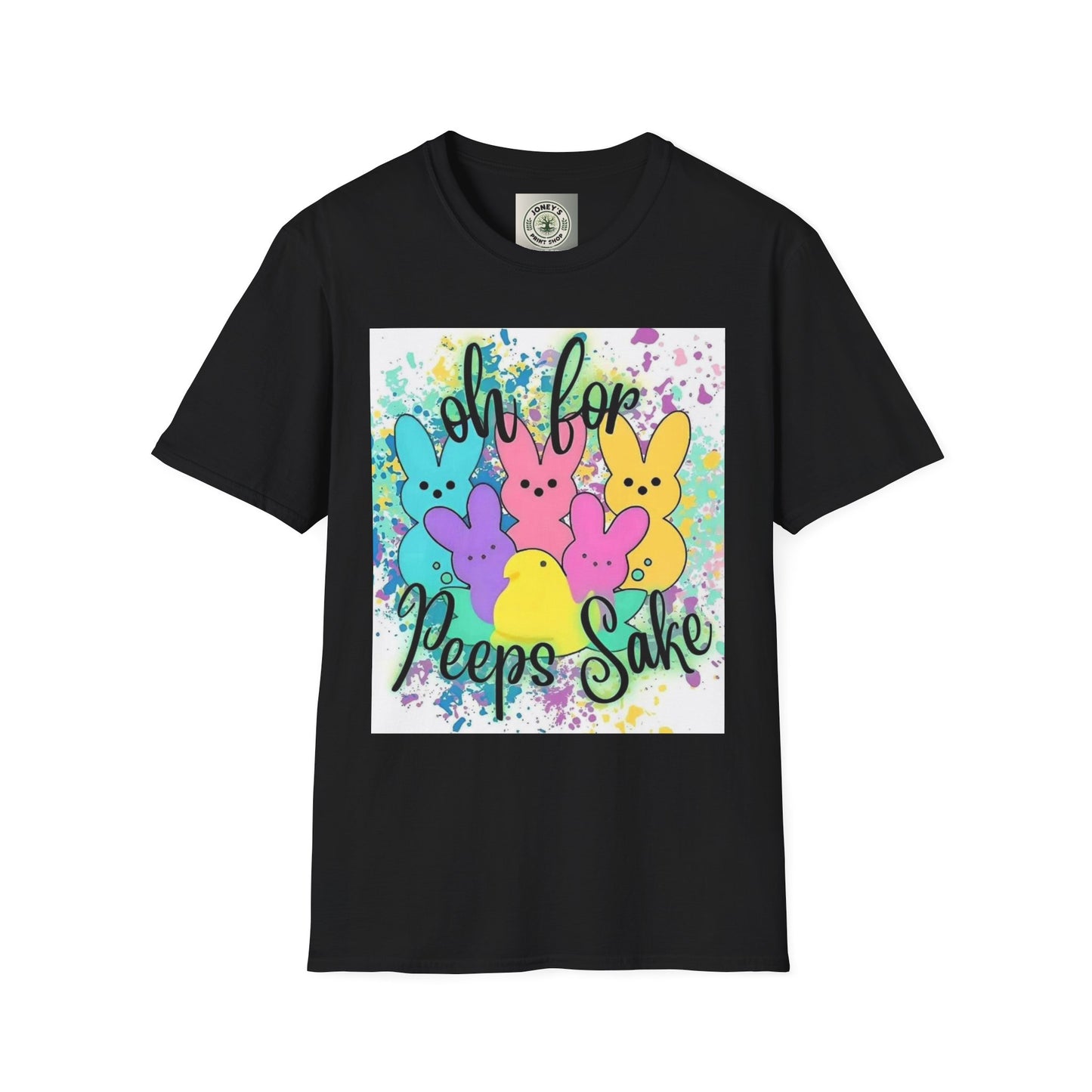 Colorful Easter Bunny T-Shirt - "Oh For Peeps Sake" - Unisex Softstyle Tee