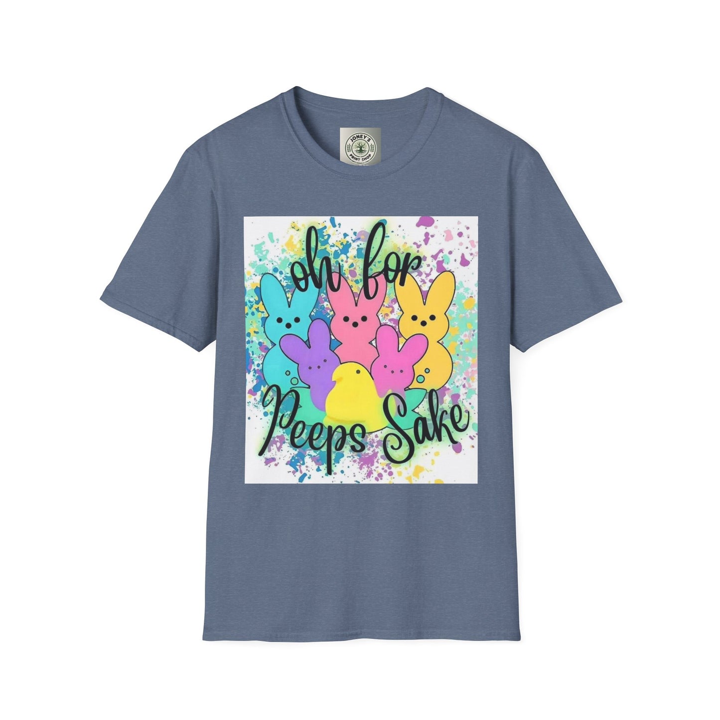 Colorful Easter Bunny T-Shirt - "Oh For Peeps Sake" - Unisex Softstyle Tee