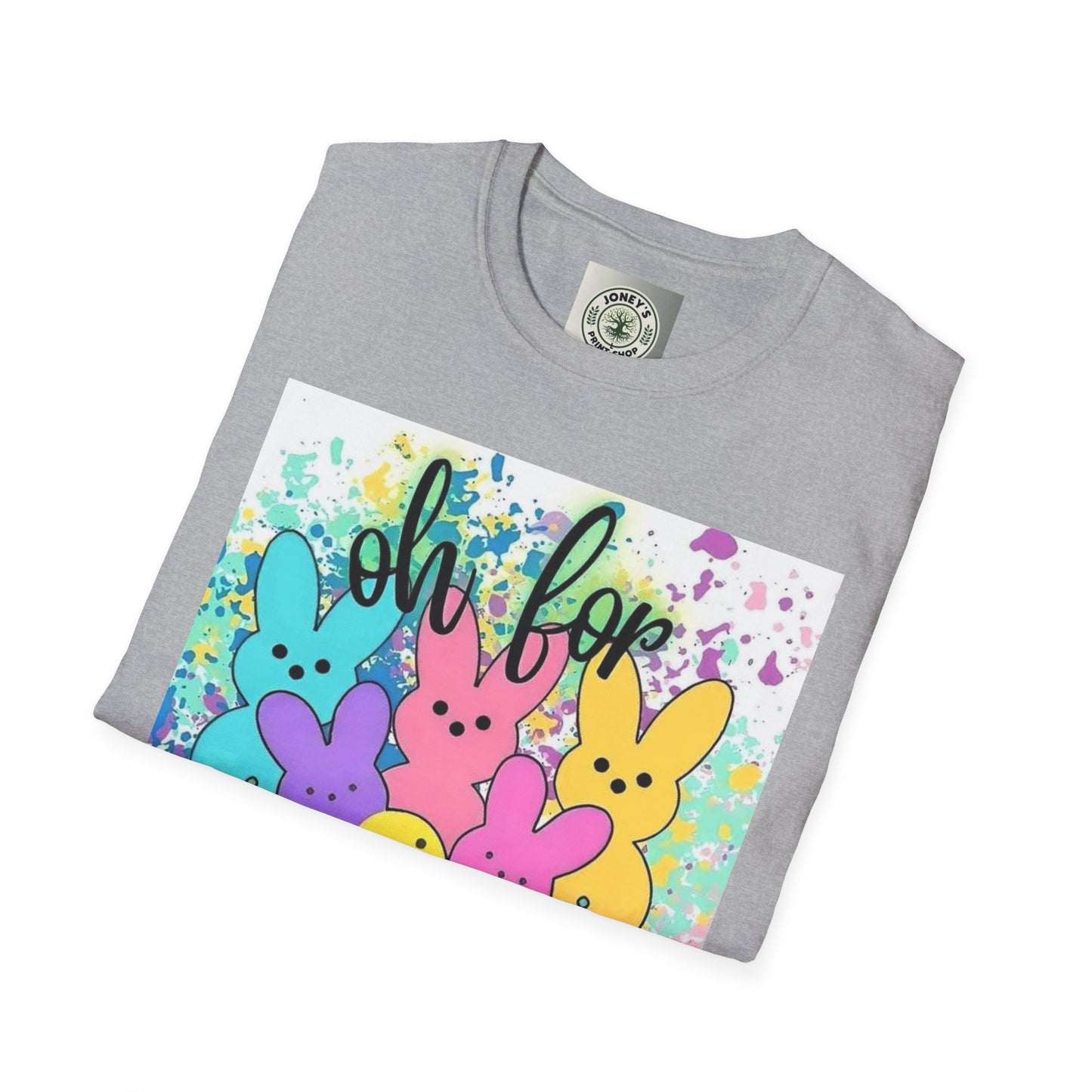 Colorful Easter Bunny T-Shirt - "Oh For Peeps Sake" - Unisex Softstyle Tee