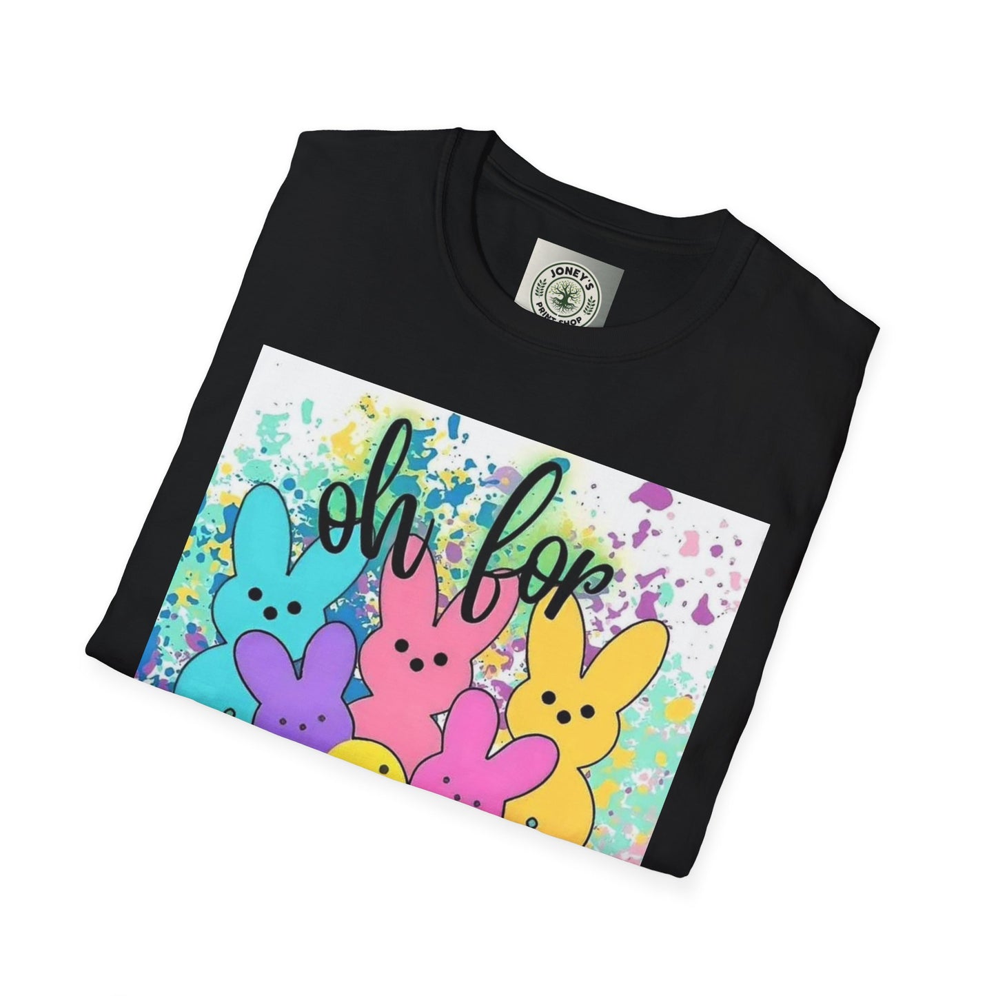 Colorful Easter Bunny T-Shirt - "Oh For Peeps Sake" - Unisex Softstyle Tee